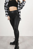 Leggings Kunstleder Schlangenmuster - schwarz